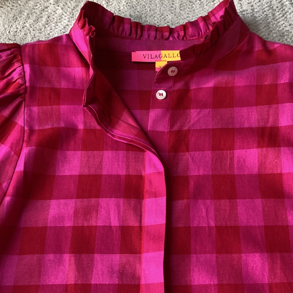 Vilagallo precious Tatiana fuchsia and berry red check top - Picture 5 of 12